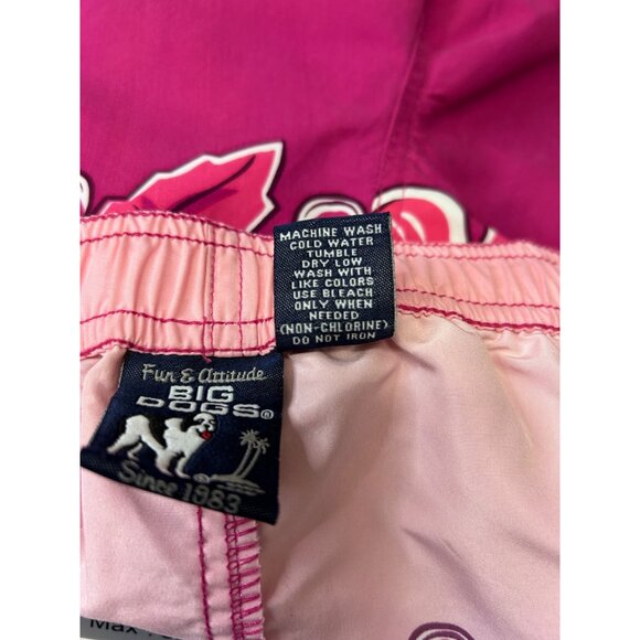 Big Dogs Mens Pink Floral Logo Mascot Unlined Board Short Swim Trunks X Large - Picture 6 of 8